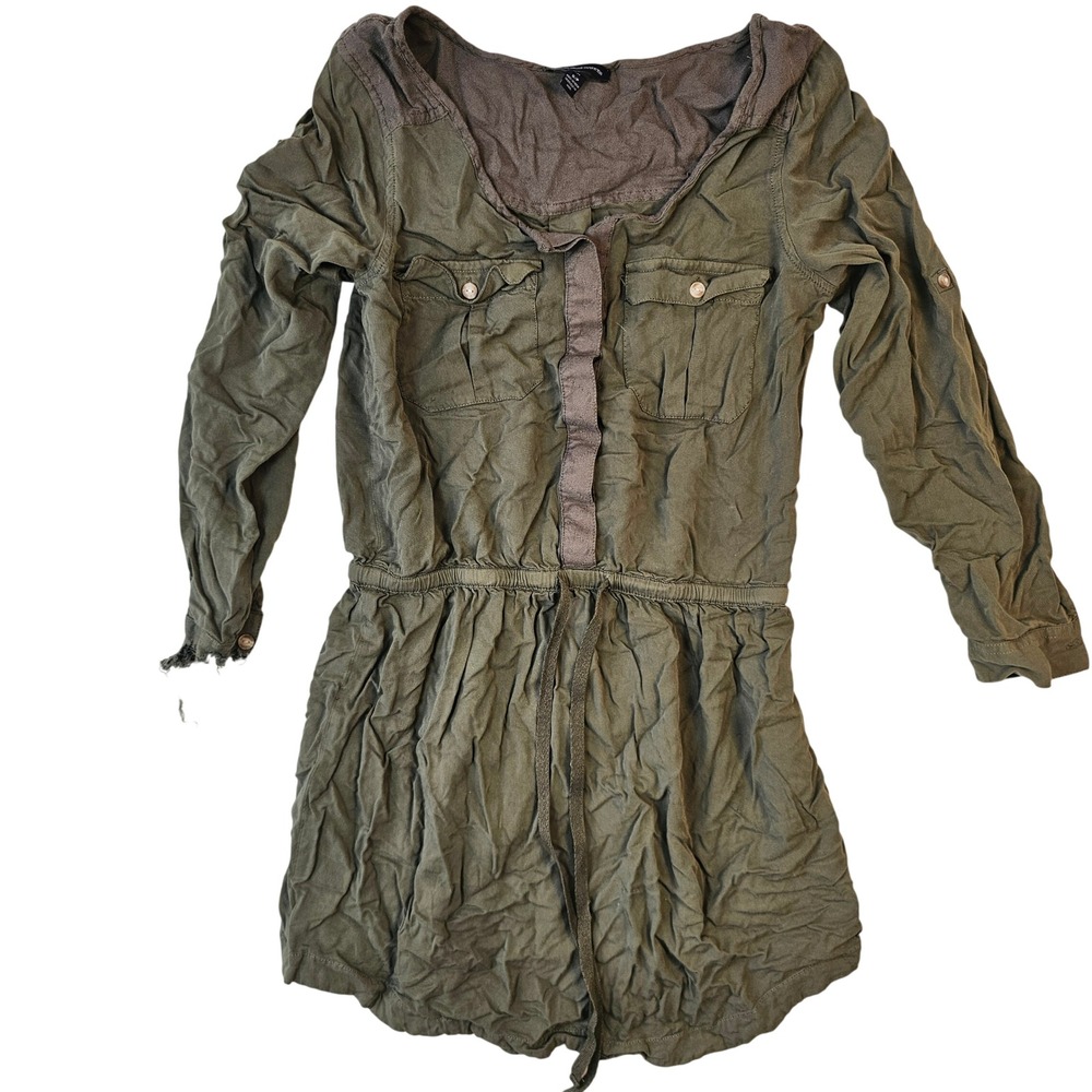 American Eagle Outfitters Olive Green Utility Romper Long Sleeve Small